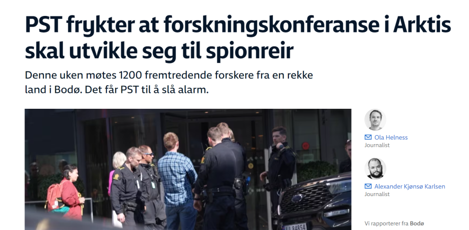 NRK fryktet et spionreir (faksimile NRK). NRK fryktet et spionreir (faksimile NRK).
