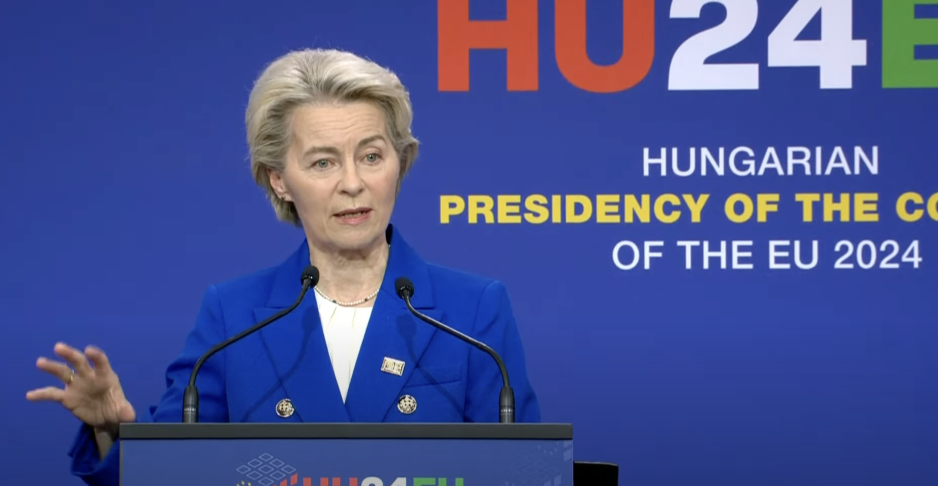 European Commission President Von Der Leyen speaking about European LNG imports from Russia on November 8, 2024. (Source: European Commission) von der leyen