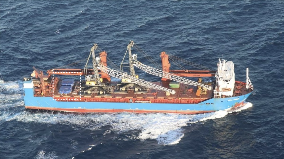 Ursa Major loaded with hatch covers (marked) and cranes. (Source: Oliver Alexander via X/Media handout) Ursa Major