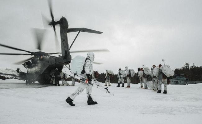 U.S. Marines loading onto a Super Stallion helicopter during a training exercise in Setermoen, Norway in March 20222. (Source: Jacqueline C. Arre/ U.S. Marine Corps) U.S. Marines